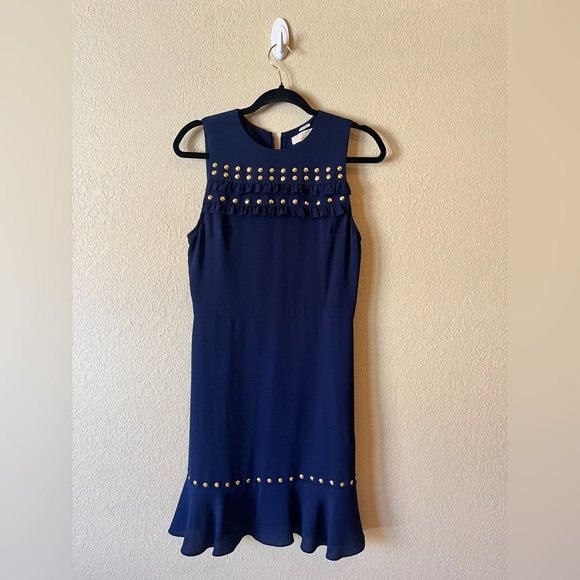 MICHAEL Michael Kors Navy Blue Studded Sleeveless Shift Dress - Picture 2 of 8